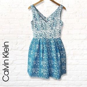 Calvin Klein Blue and White Dress